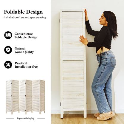 Classic 67" Louvered Wooden Room Divider