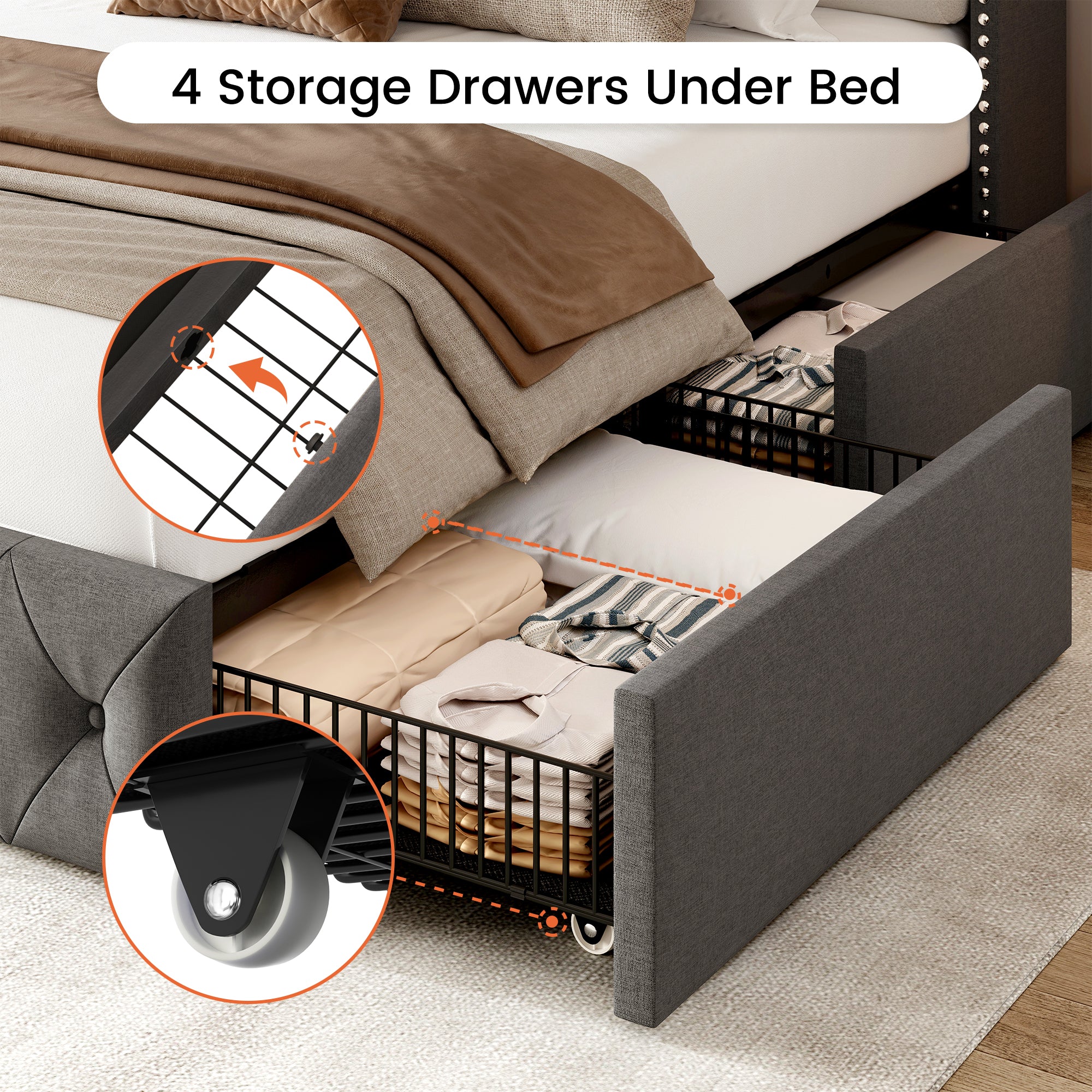 Korall Upholstered Bed Frame with Storage