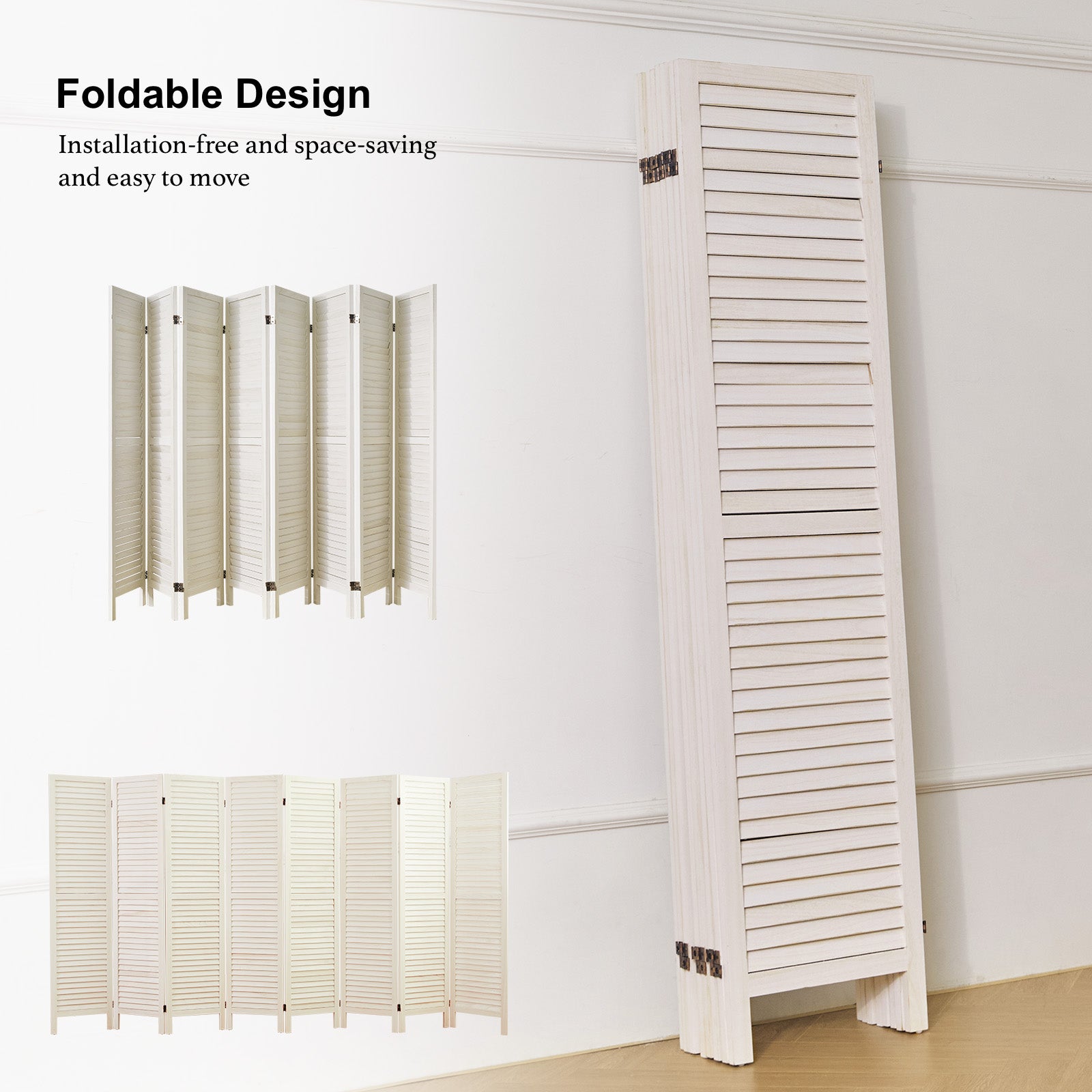 Classic 67" Louvered Wooden Room Divider