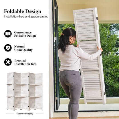 SYLO 5.6ft Folding Wood Room Divider with Shelves
