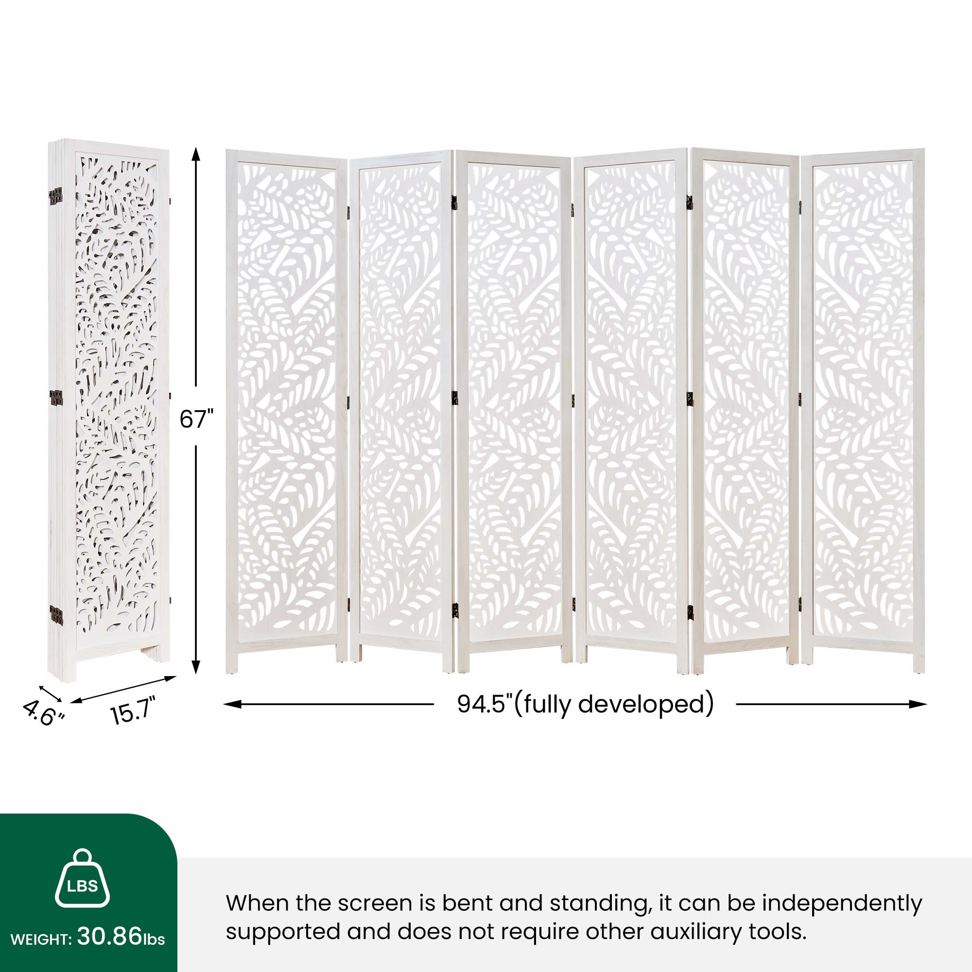 Sora 67" Solid Wood Room Divider