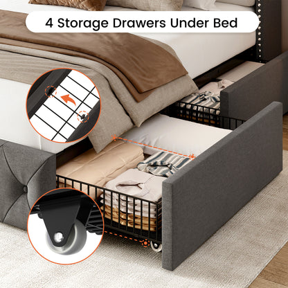 Korall Upholstered Bed Frame with Storage