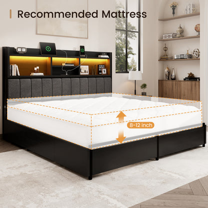 Softo Luxe Storage Bookcase Wood Bed Frame