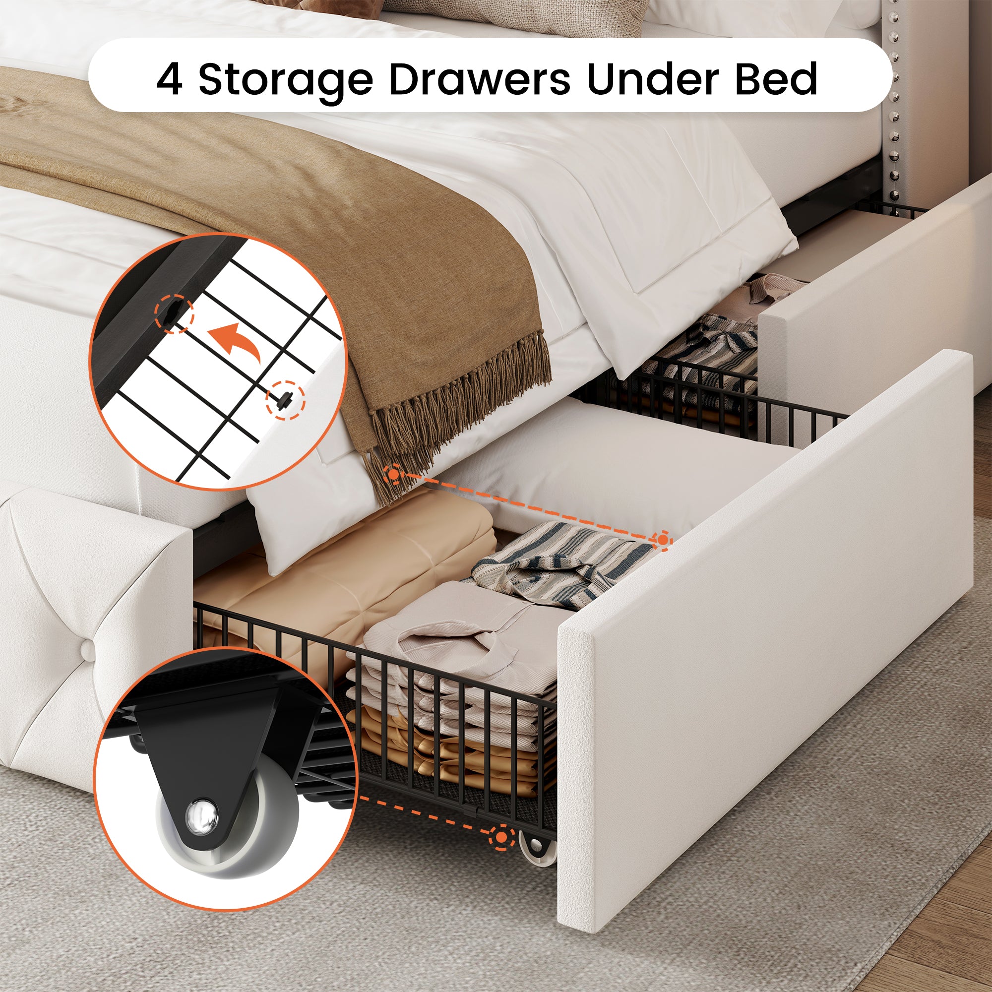 Korall Upholstered Bed Frame with Storage