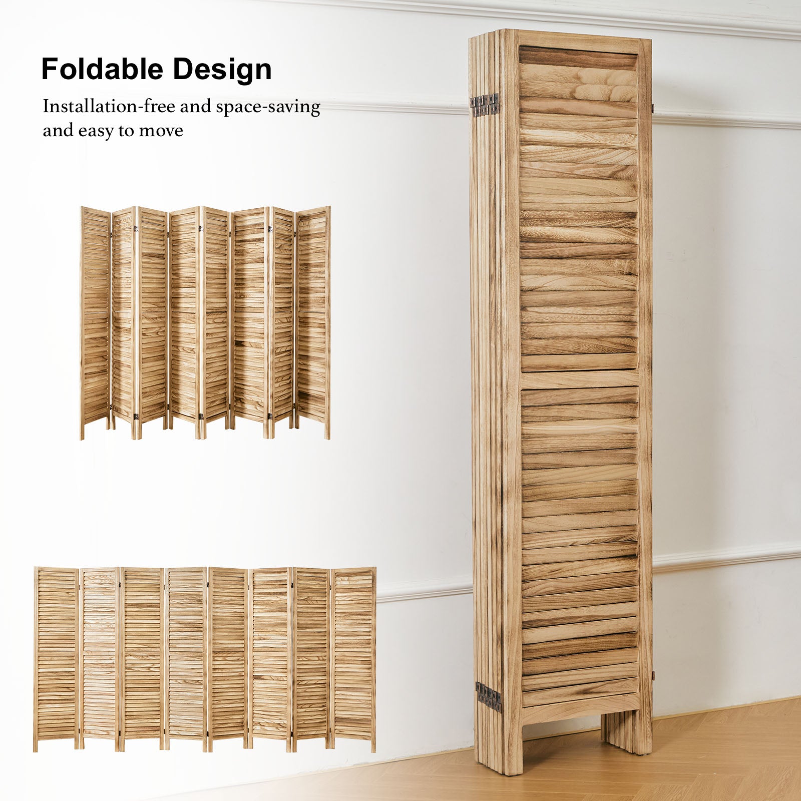 Classic 67" Louvered Wooden Room Divider
