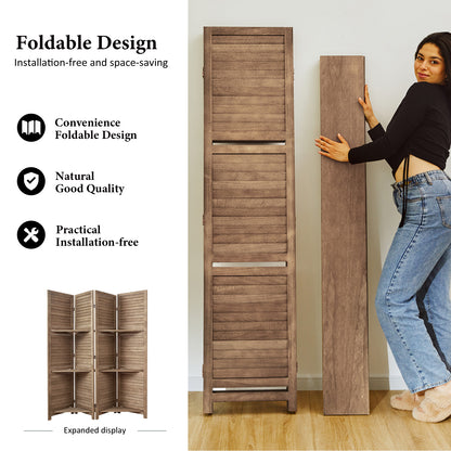 SYLO 5.6ft Folding Wood Room Divider with Shelves
