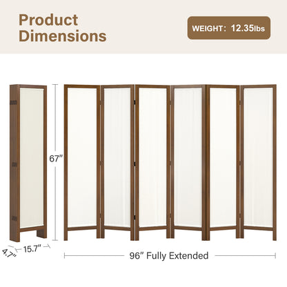 Talen  67" Washable Fabric Wooden Room Divider