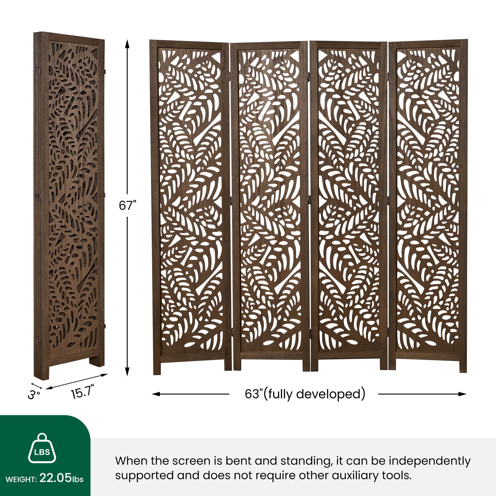 Sora 67" Solid Wood Room Divider