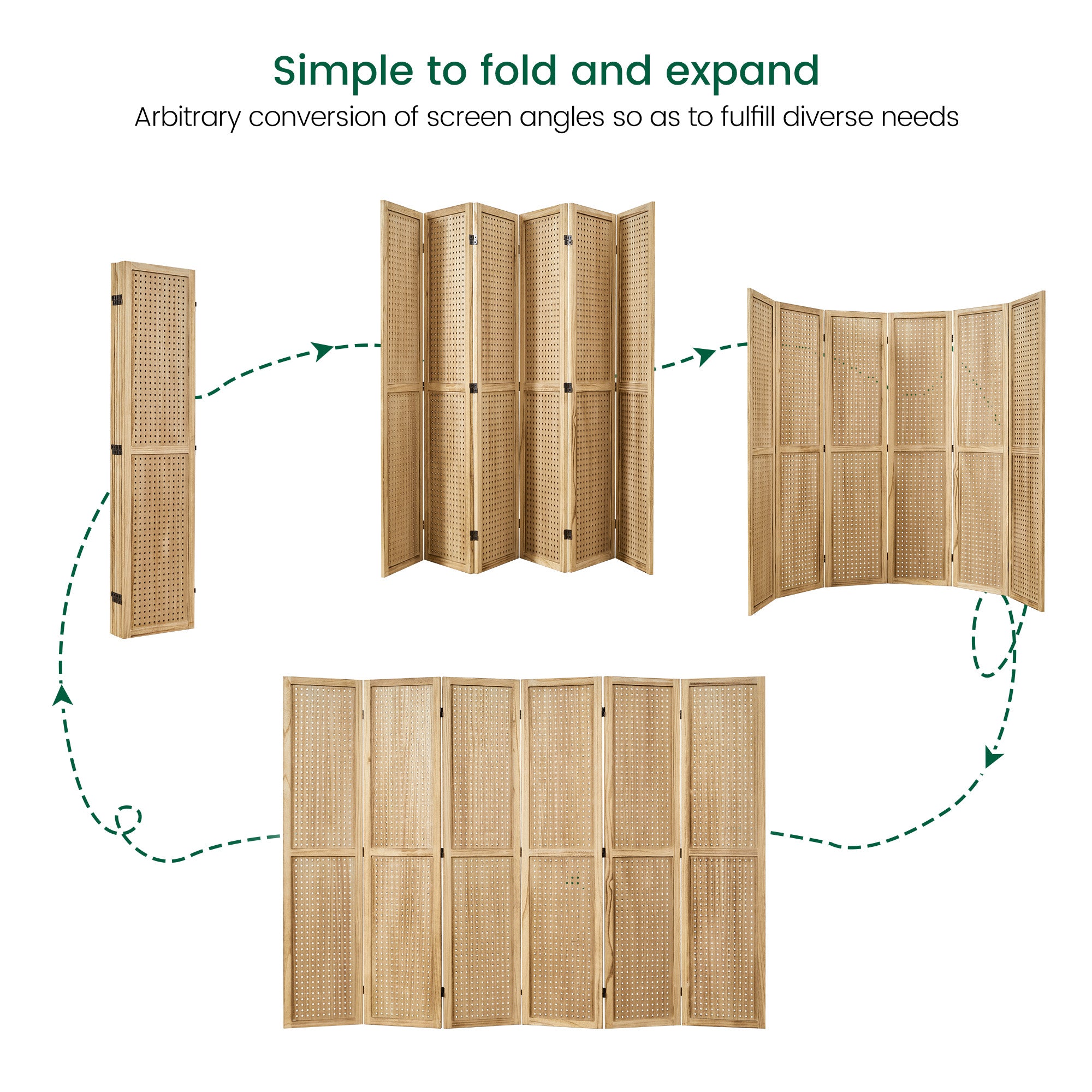 HOVA 66.8" Wooden Pegboard Room Divider