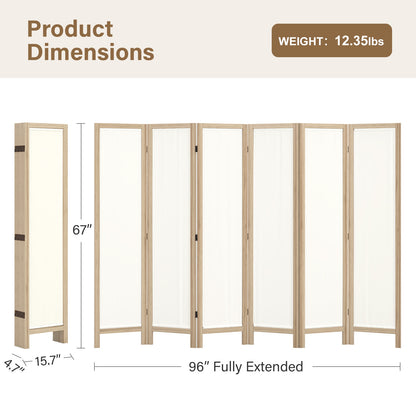 Talen  67" Washable Fabric Wooden Room Divider