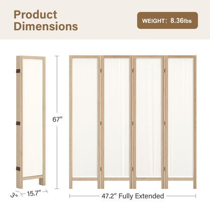 Talen  67" Washable Fabric Wooden Room Divider