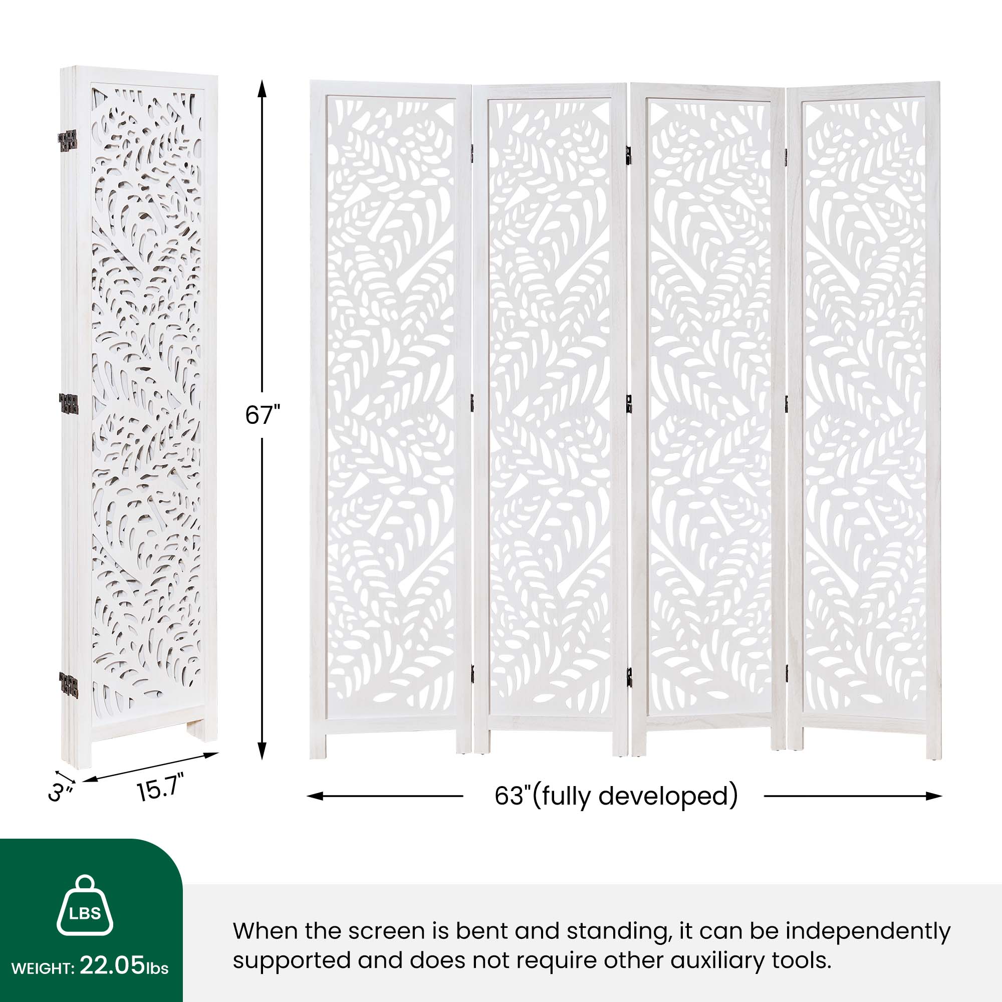 Sora 67" Solid Wood Room Divider