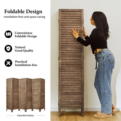 Classic 67" Louvered Wooden Room Divider