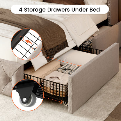 Korall Upholstered Bed Frame with Storage