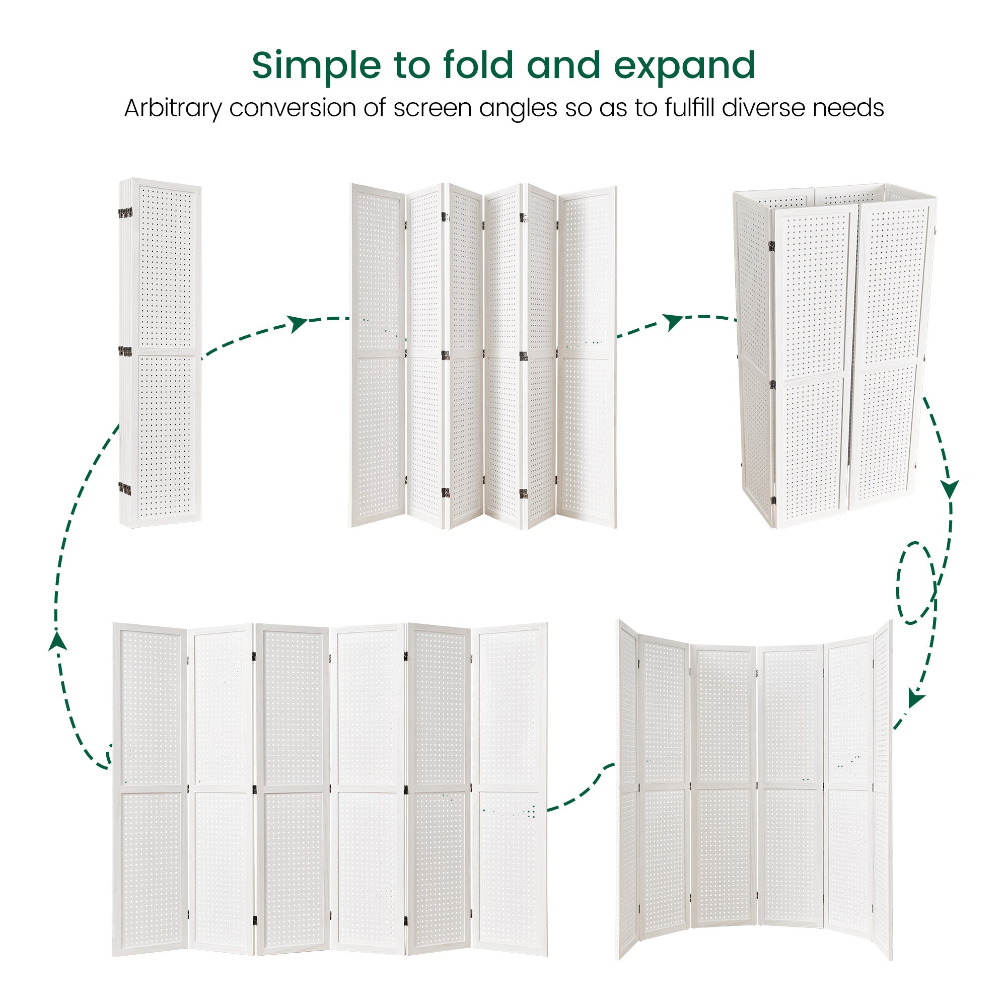 HOVA 66.8" Wooden Pegboard Room Divider