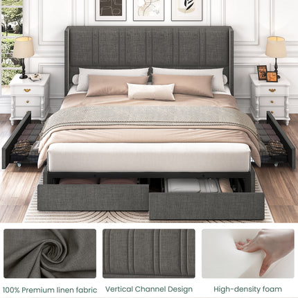 queen platform bed with drawers