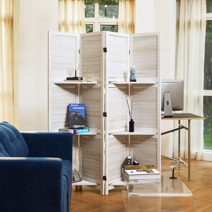 SYLO 5.6ft Folding Wood Room Divider with Shelves