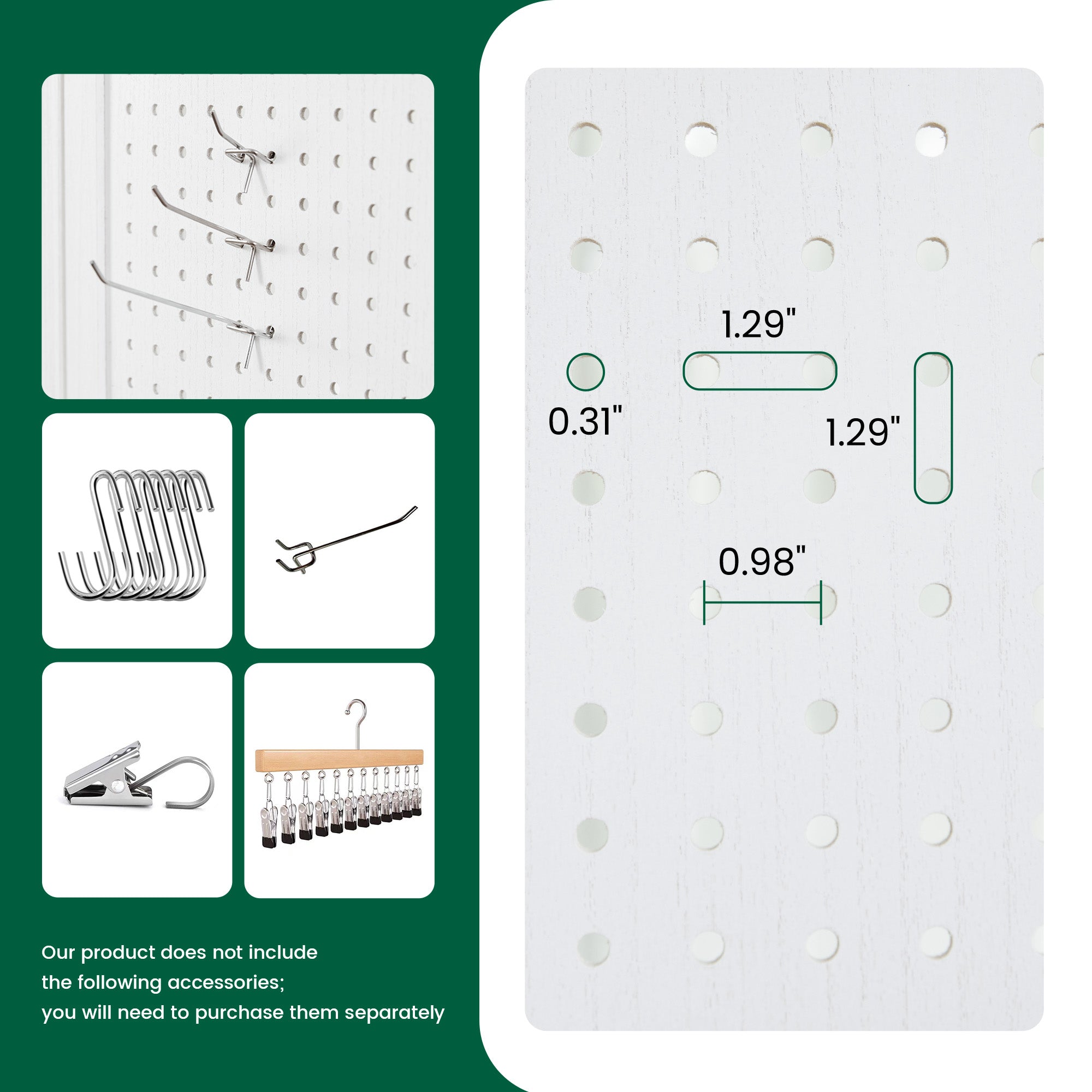 HOVA 66.8" Wooden Pegboard Room Divider