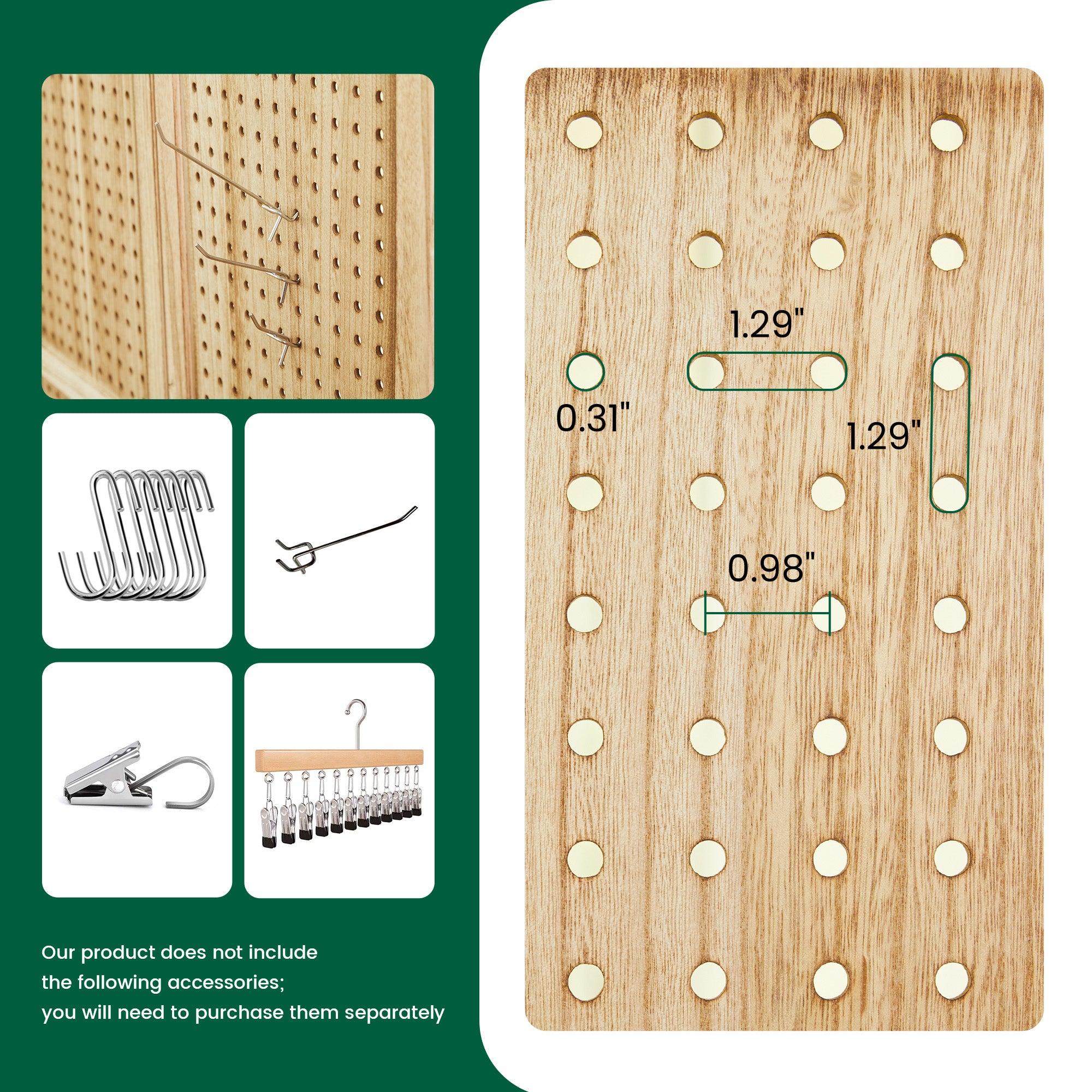 HOVA 66.8" Wooden Pegboard Room Divider