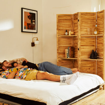 SYLO 5.6ft Folding Wood Room Divider with Shelves