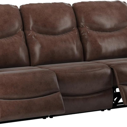 Larmace Modern Reclining Sectional Faux Leather Couch 5 Seater Brown