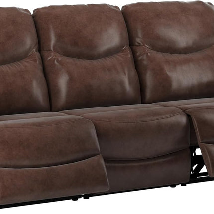 Larmace Morden Brown Faux Leather Recliner Sofa 3 Seater Couch Set