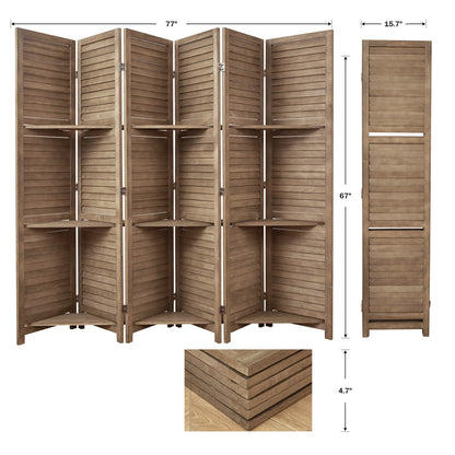 SYLO 5.6ft Folding Wood Room Divider with Shelves