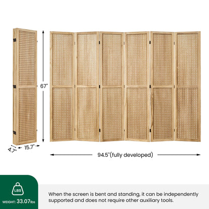 HOVA 66.8" Wooden Pegboard Room Divider