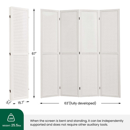 HOVA 66.8" Wooden Pegboard Room Divider