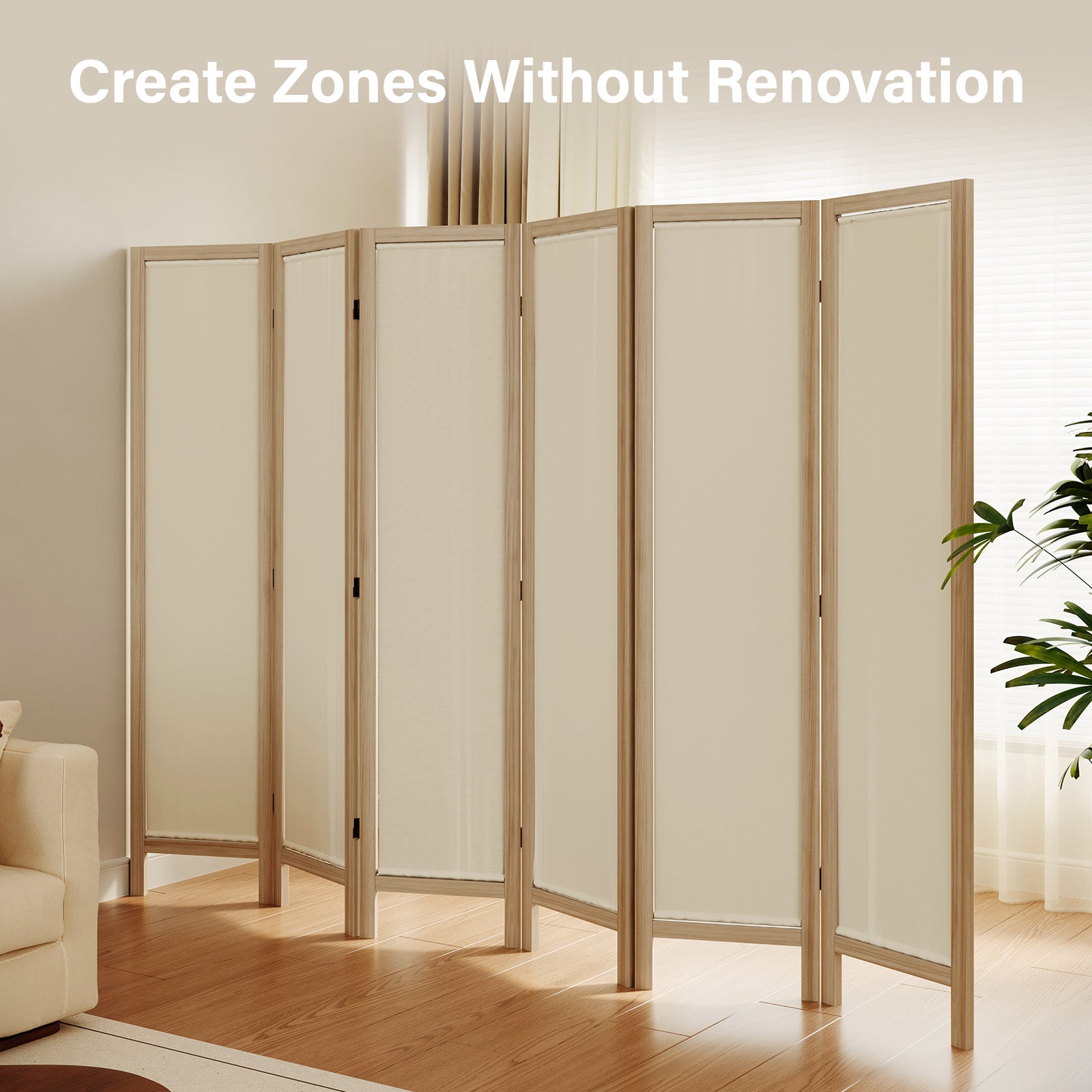 Talen  67" Washable Fabric Wooden Room Divider