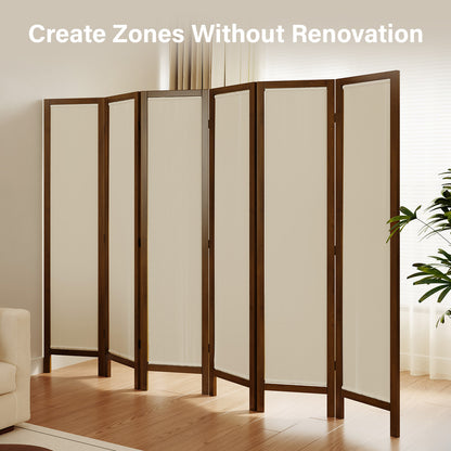 Talen  67" Washable Fabric Wooden Room Divider