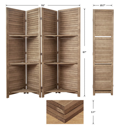 SYLO 5.6ft Folding Wood Room Divider with Shelves