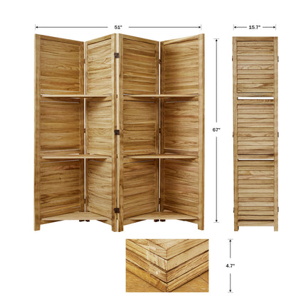 SYLO 5.6ft Folding Wood Room Divider with Shelves