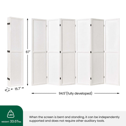 HOVA 66.8" Wooden Pegboard Room Divider