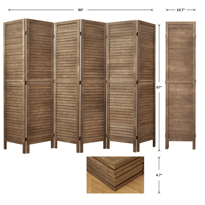 Classic 67" Louvered Wooden Room Divider