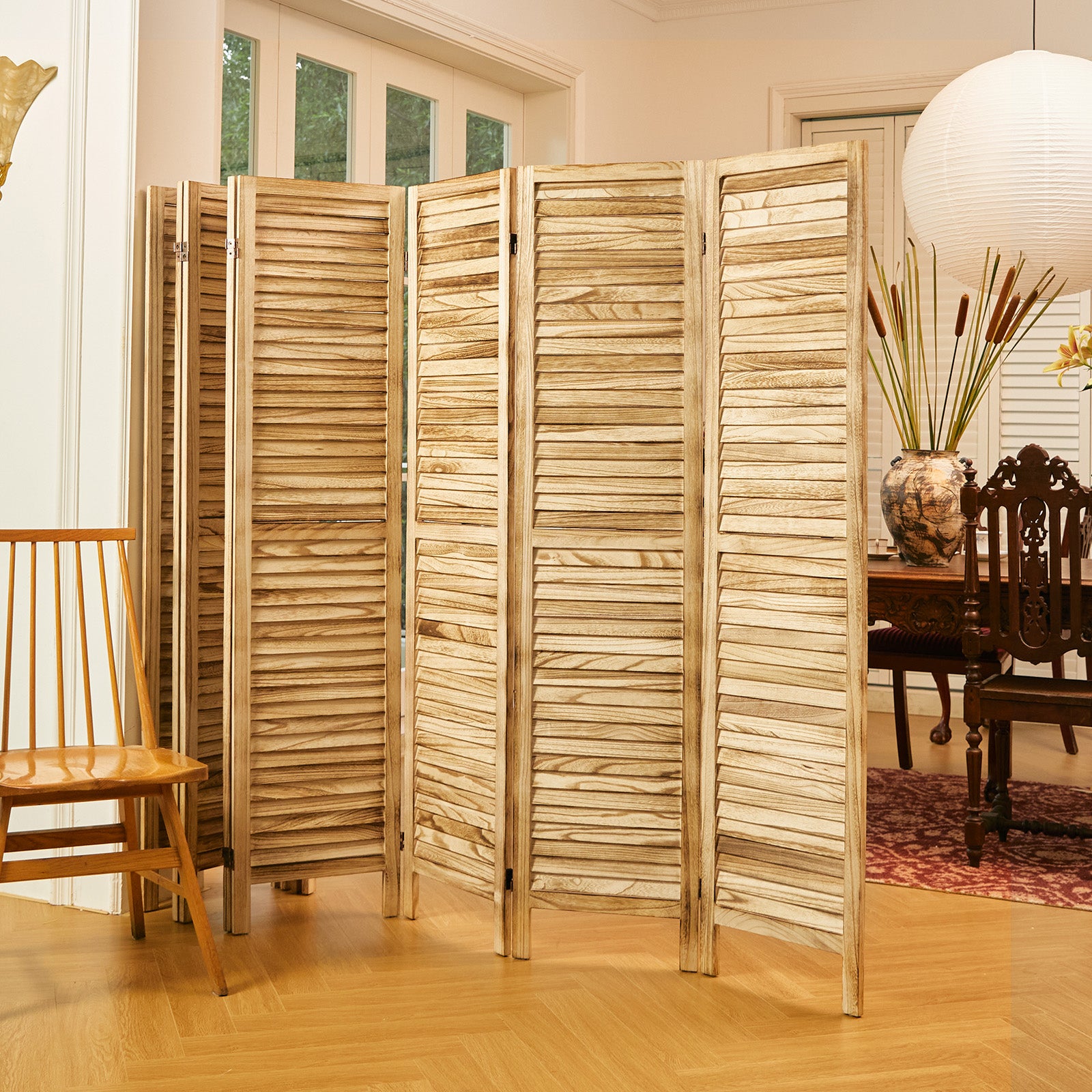 Classic 67" Louvered Wooden Room Divider