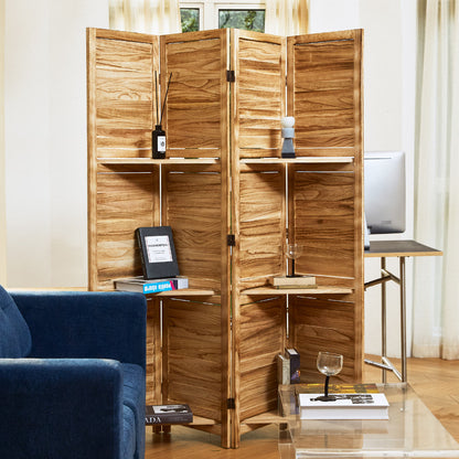 SYLO 5.6ft Folding Wood Room Divider with Shelves