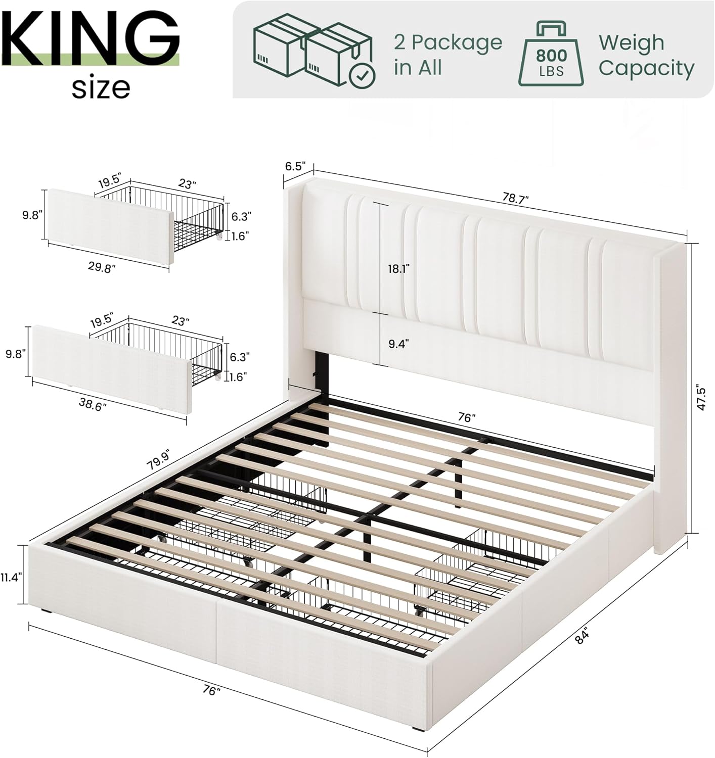 Modro Linen Bed Frame With Storage