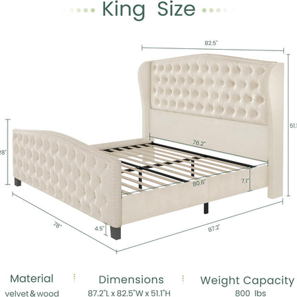 upholstered wingback bed king