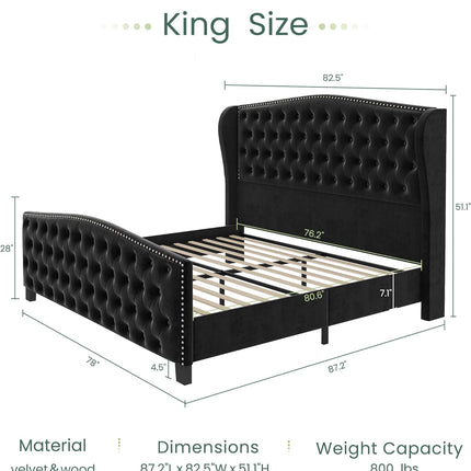upholstered wingback king bed