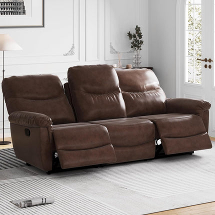 Larmace Morden Brown Faux Leather Recliner Sofa 3 Seater Couch Set