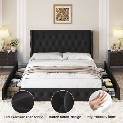 queen size bed frame with storage