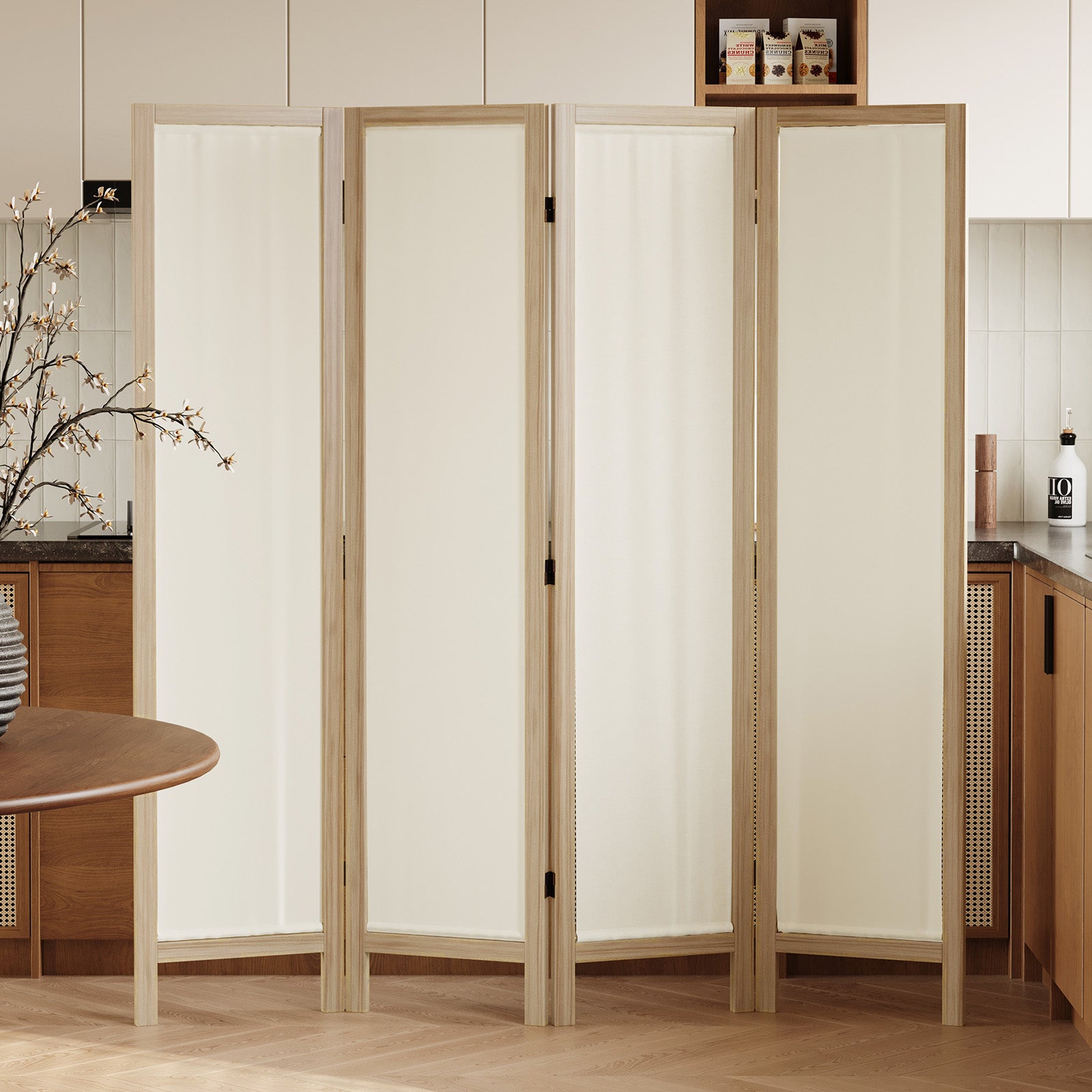 Talen  67" Washable Fabric Wooden Room Divider