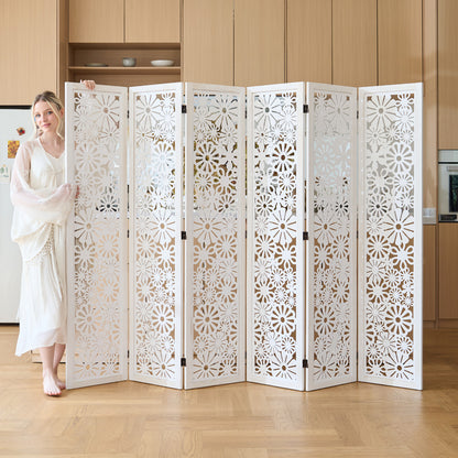 Daisy 67" Floral Carved Wooden Room Divider