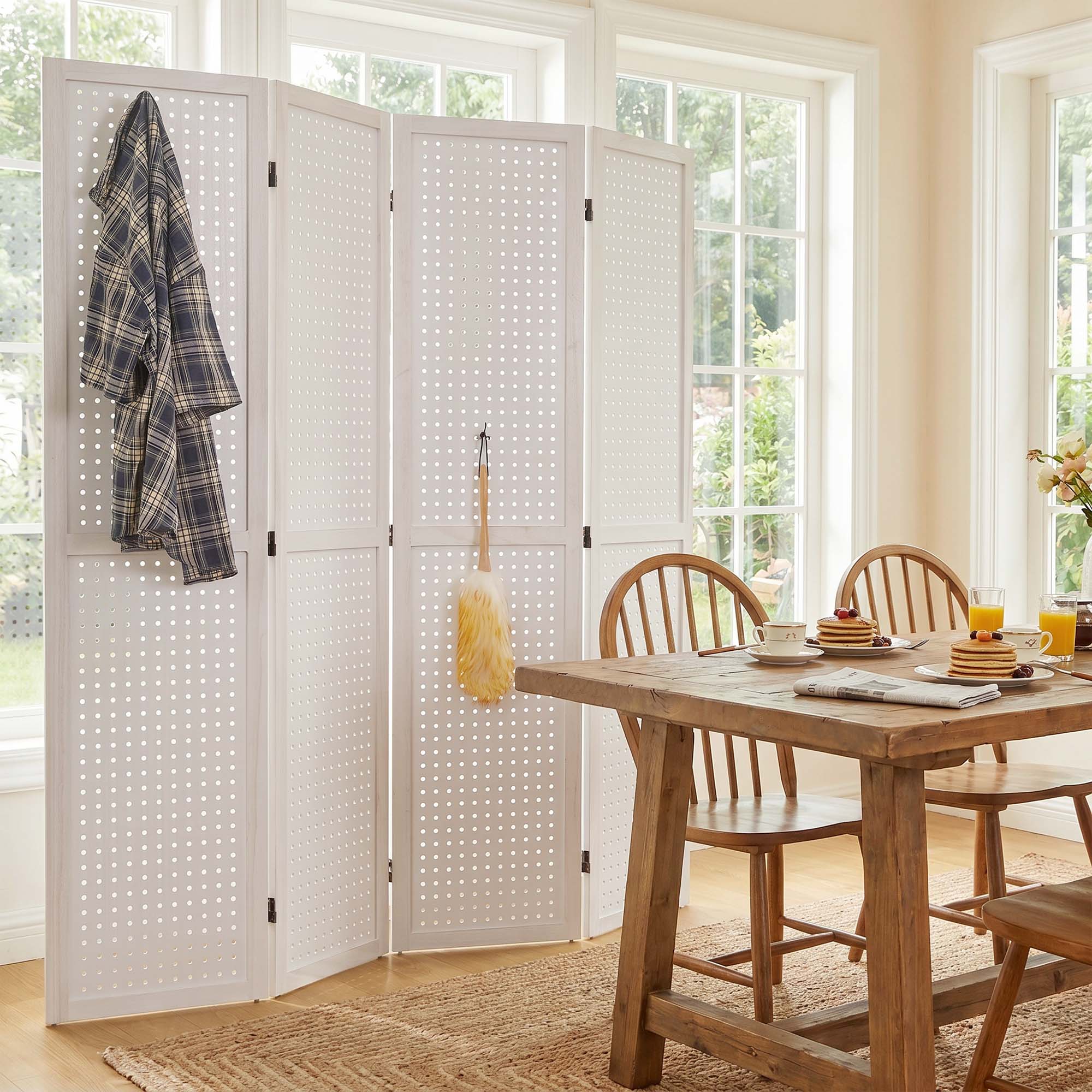 HOVA 66.8" Wooden Pegboard Room Divider