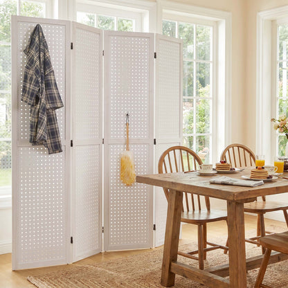 HOVA 66.8" Wooden Pegboard Room Divider