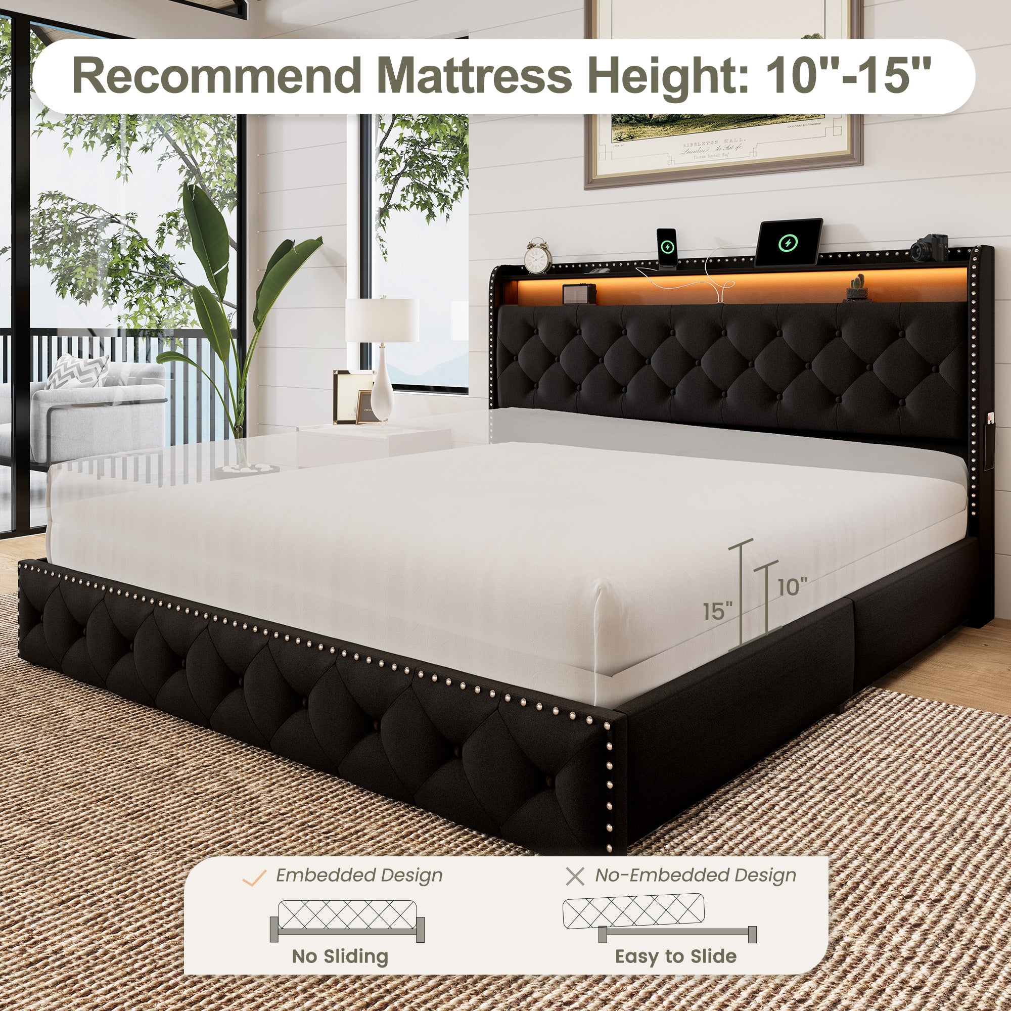 Dexon Velvet Storage Bed Frame