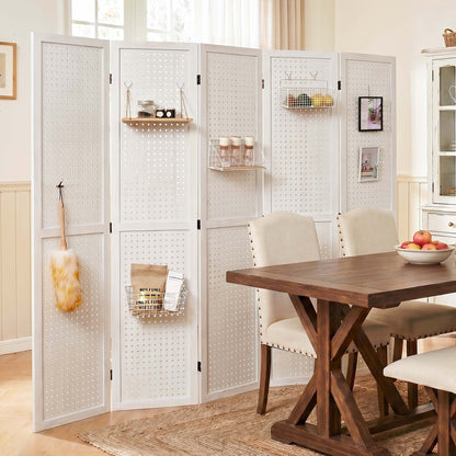 HOVA 66.8" Wooden Pegboard Room Divider