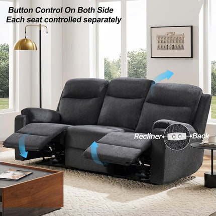 Larmace Sectional Electric Recliner Couch 2+3 Seater Gray Fabric