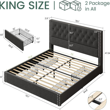 king size platform bed frame with storage